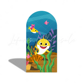 Baby Shark Theme Happy Birthday Party Arch Backdrop Cover